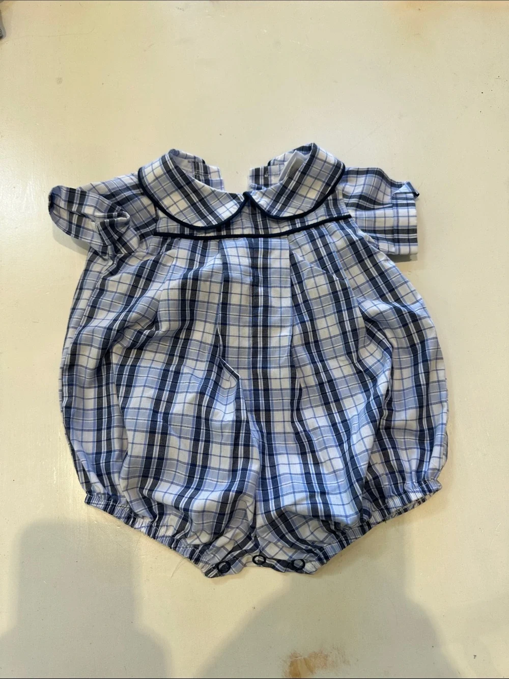 Blue Plaid Baby One-Piece Romper